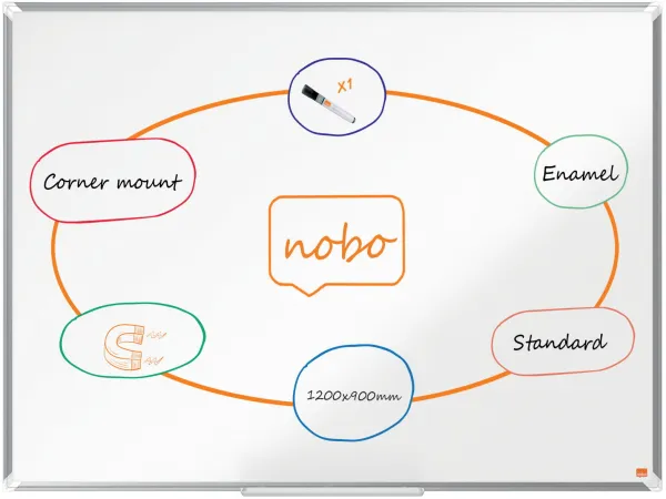 Nobo Premium Plus emaloitu valkotaulu 120x90cm valkoinen